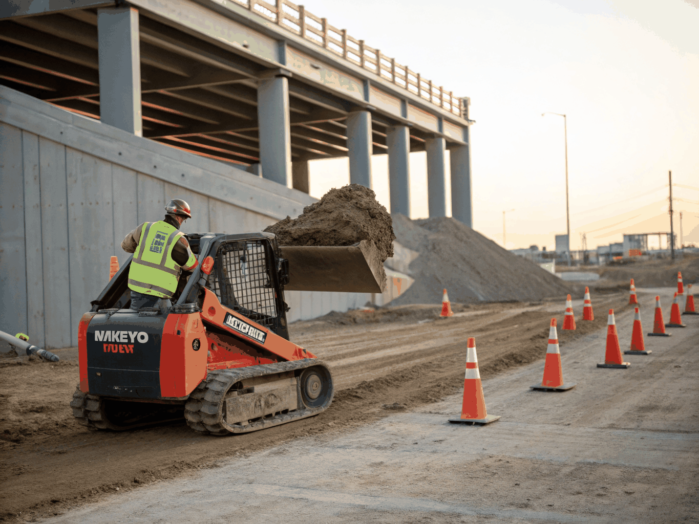 Orange Kubota compact track loader side view