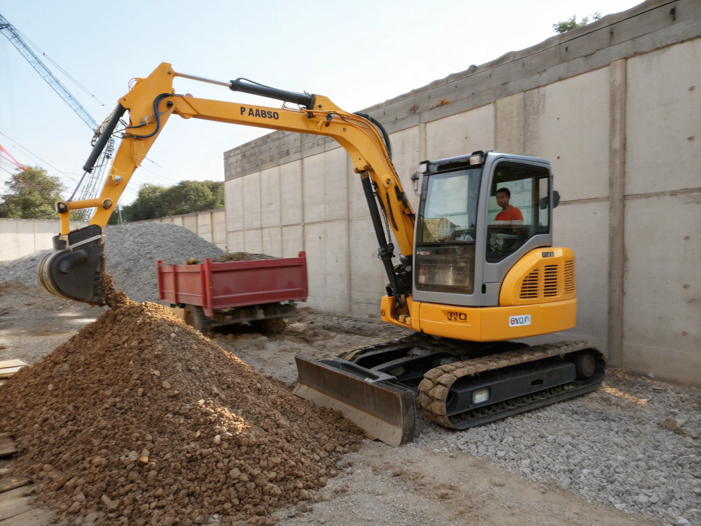 Lineup of heavy construction equipment ready for rental